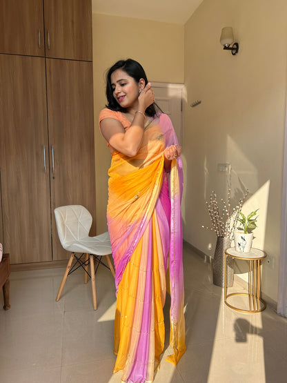 Rani Shaded Chiffon Saree