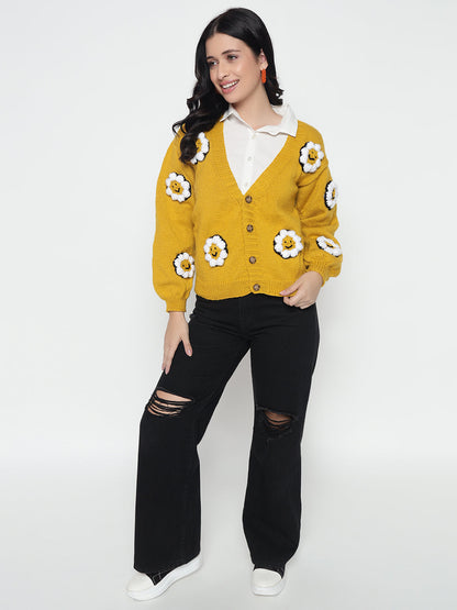 Smiley Mustard Cardigan