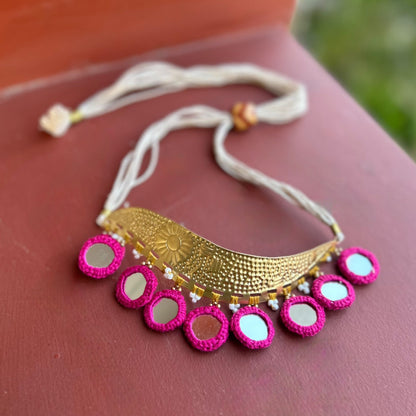 Brass Pink Mirror Choker