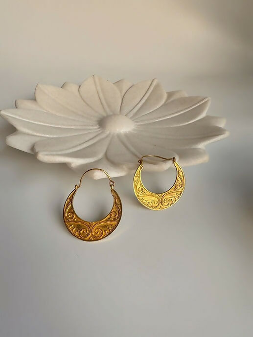 Crescent Moon Brass Earrings