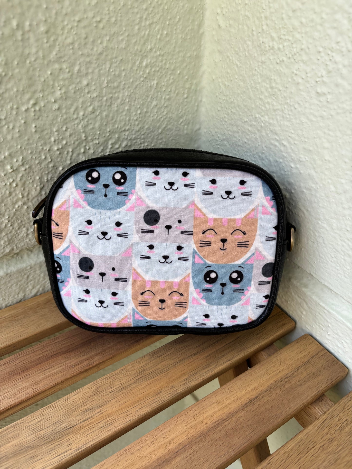 Pastel Cat Print Handcrafted Sling Bag