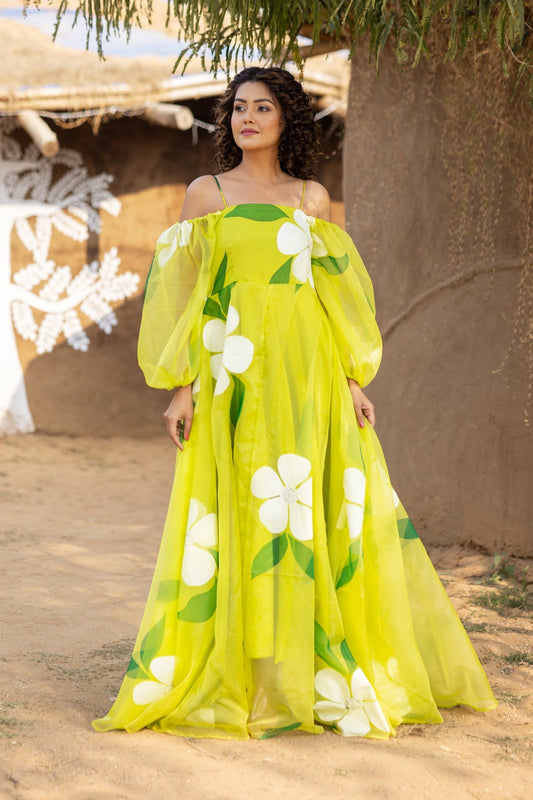 Isabelle Hand painted Floral Maxi Dress