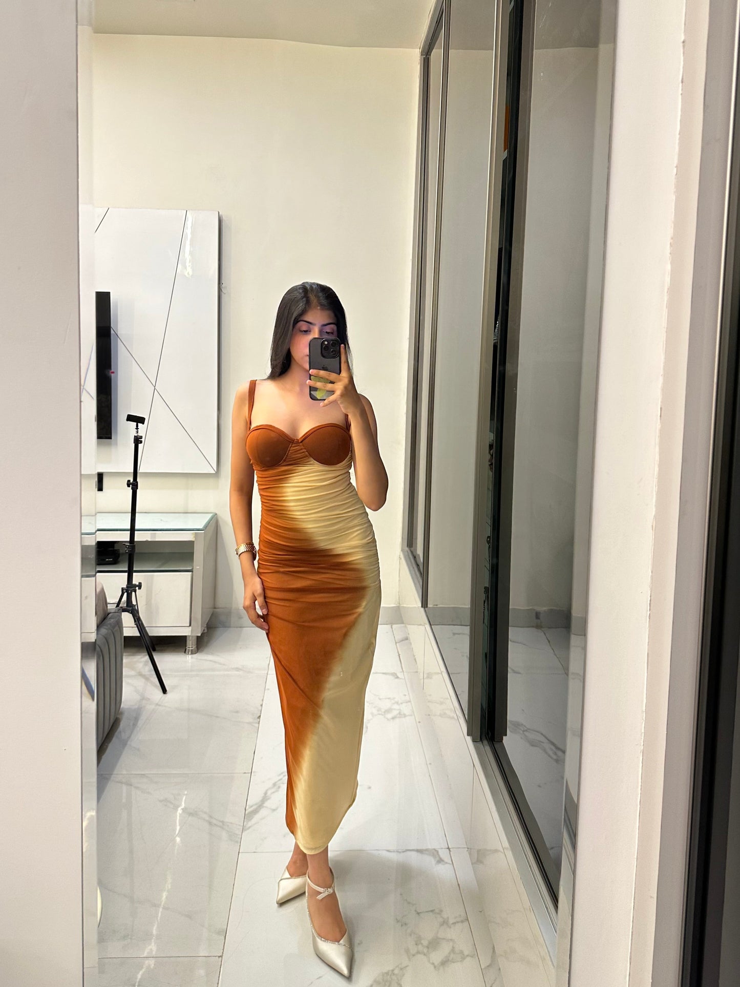 Brown Ombre Lycra Dress