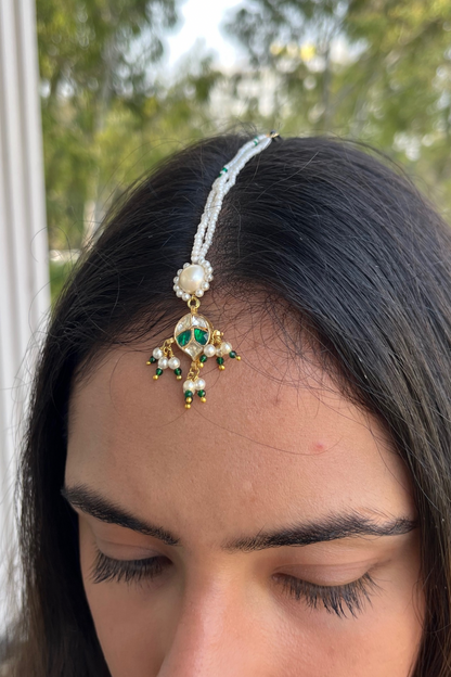 Green Paan Polki Maangtikka