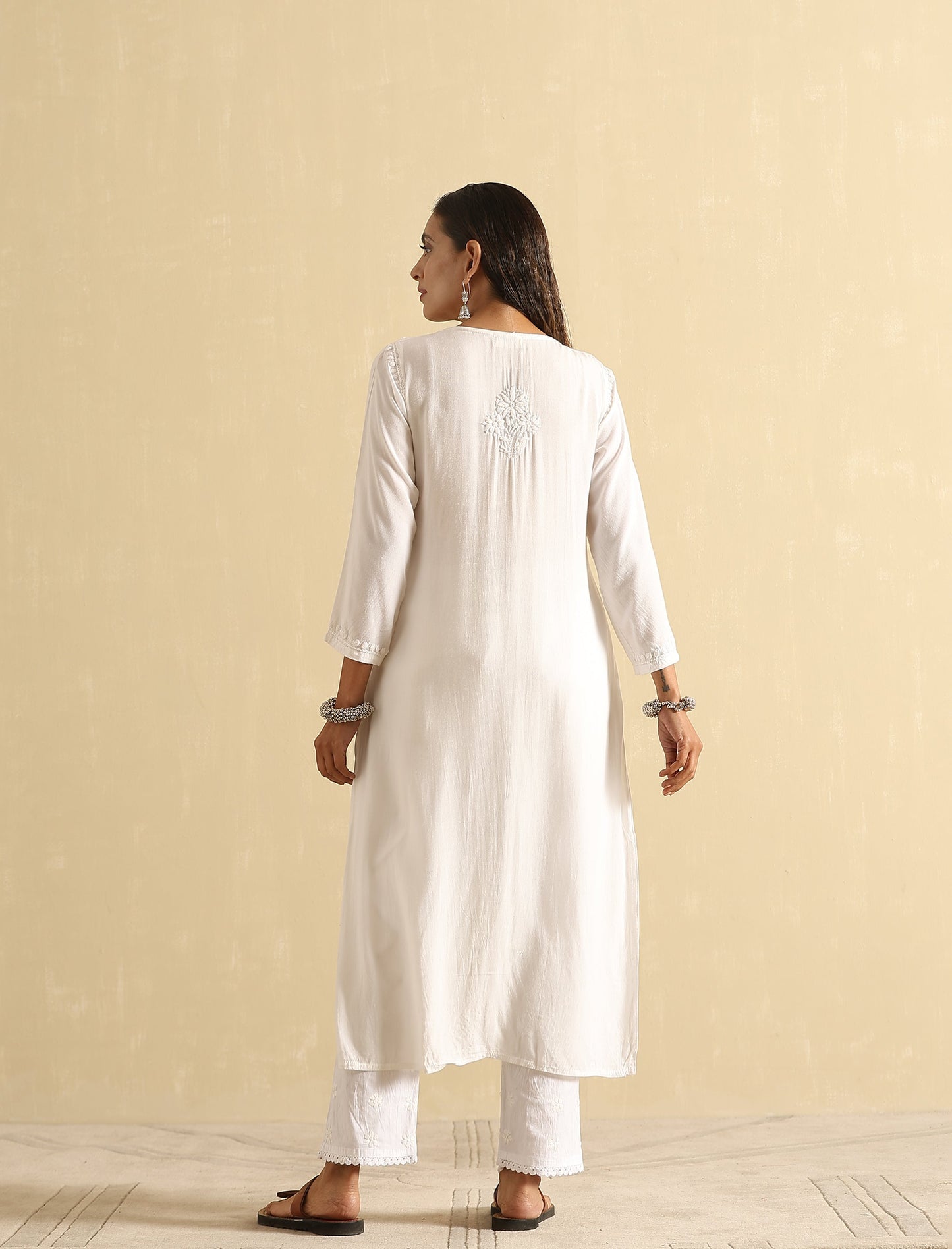 Nawab III Straight Chikankari Kurta