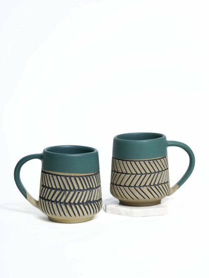 Earthy Matte Chevron Mug- Set of 2