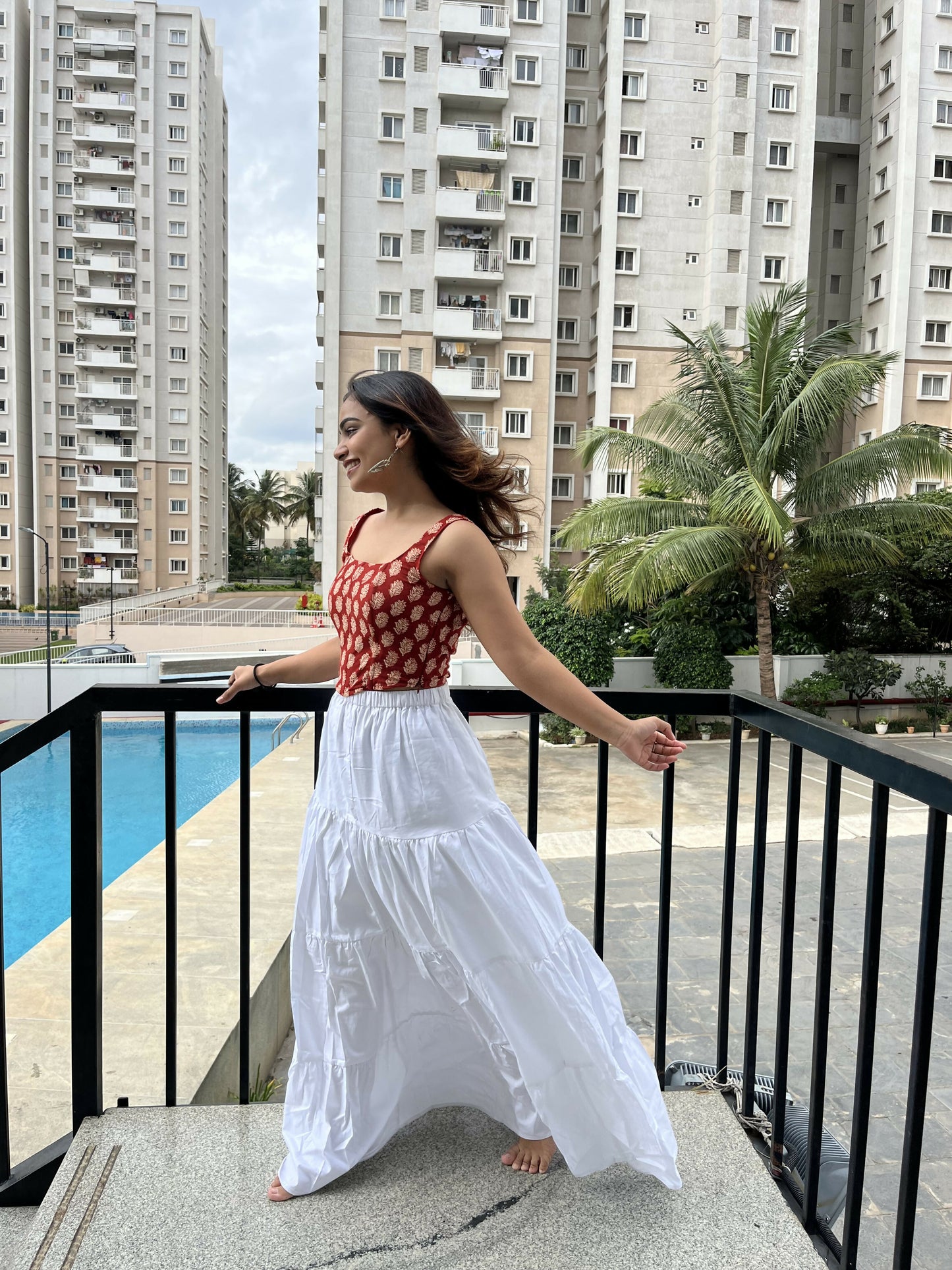 Red Cotton Corset Top