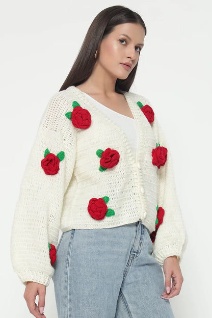Red Rose Cream Cardigan – Local Nation