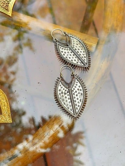 Ambiya Silver Antique Finish Brass Earrings