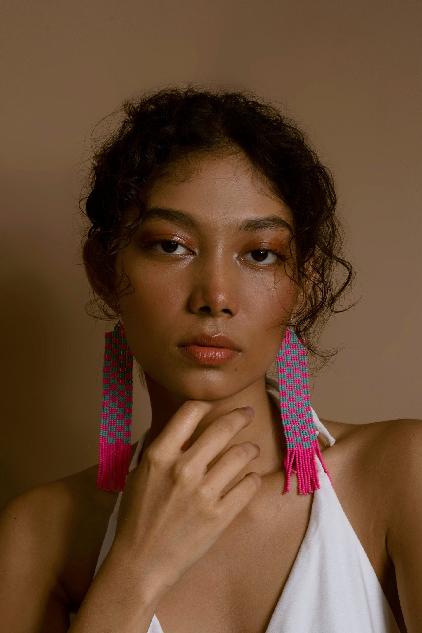 Fuchsia Dreams Beaded Earrings