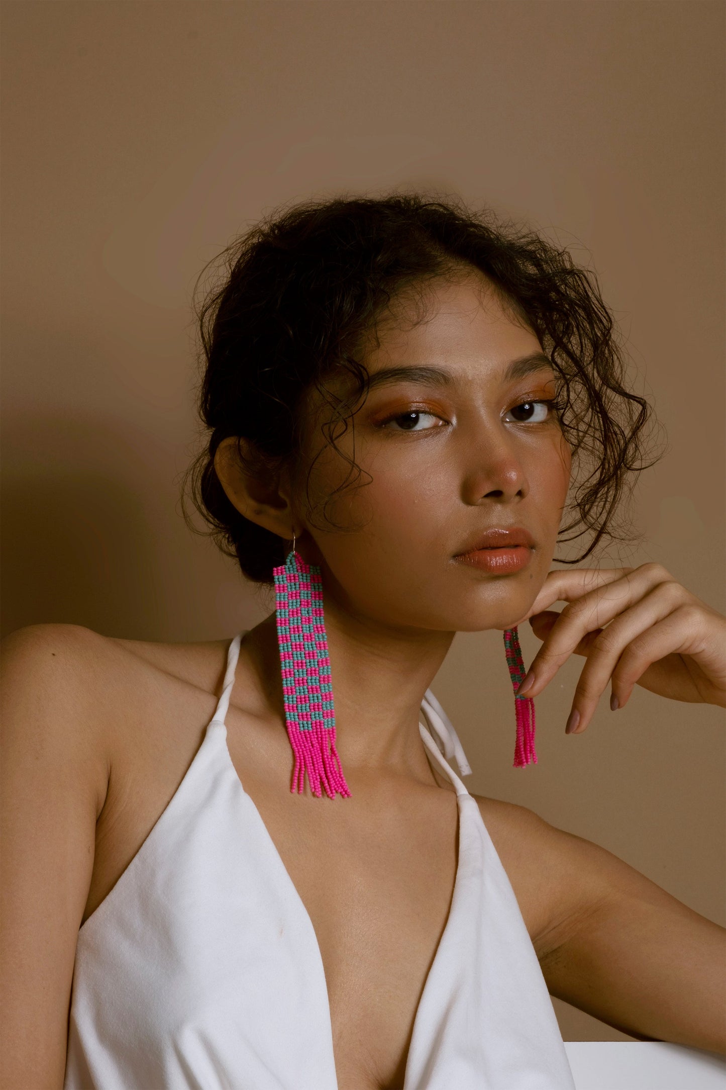 Fuchsia Dreams Beaded Earrings