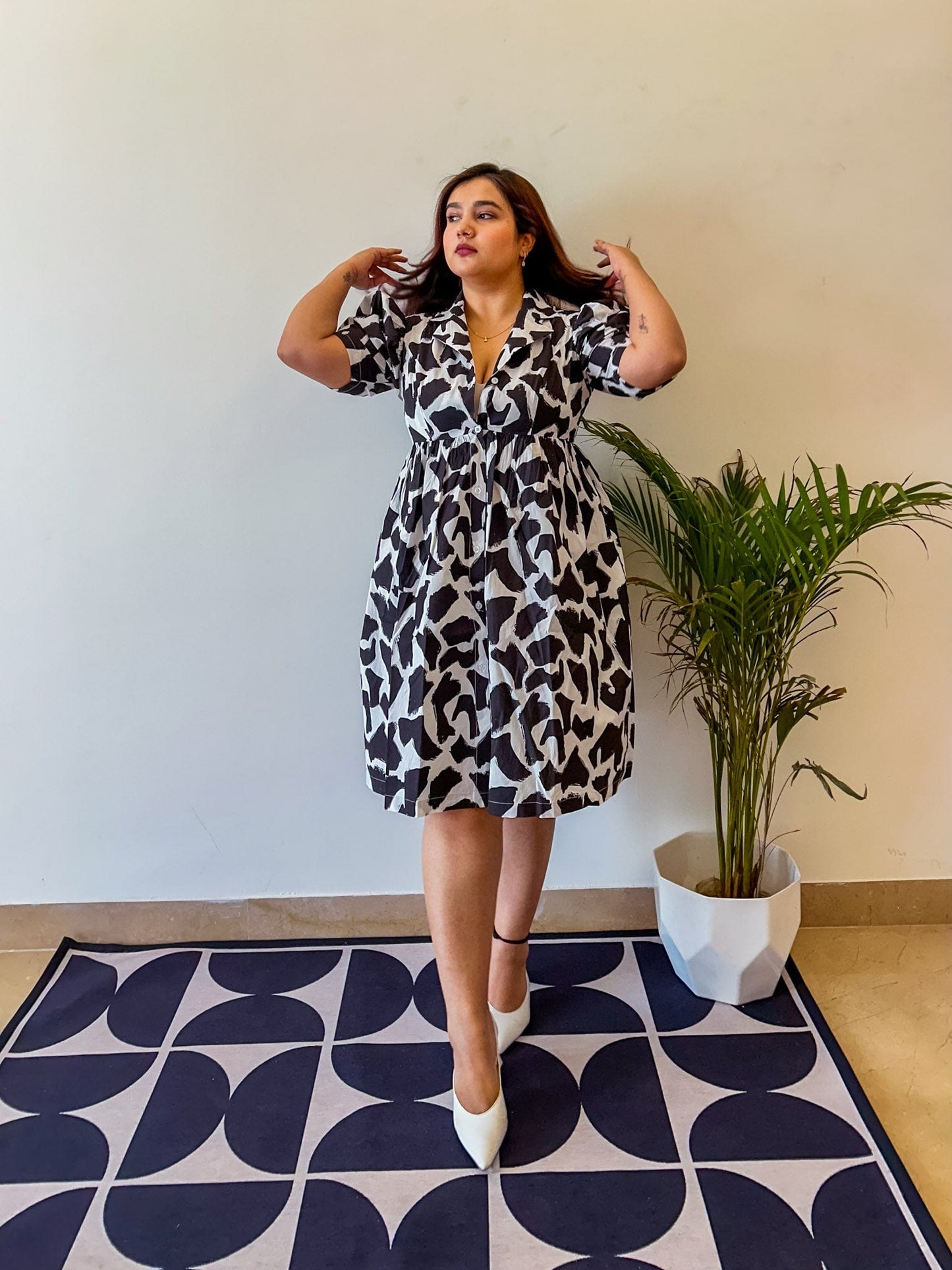 Mau Black & White Mini Dress