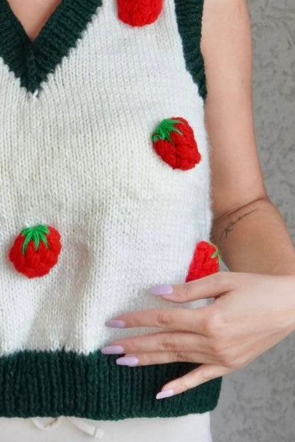 Strawberry White Vest