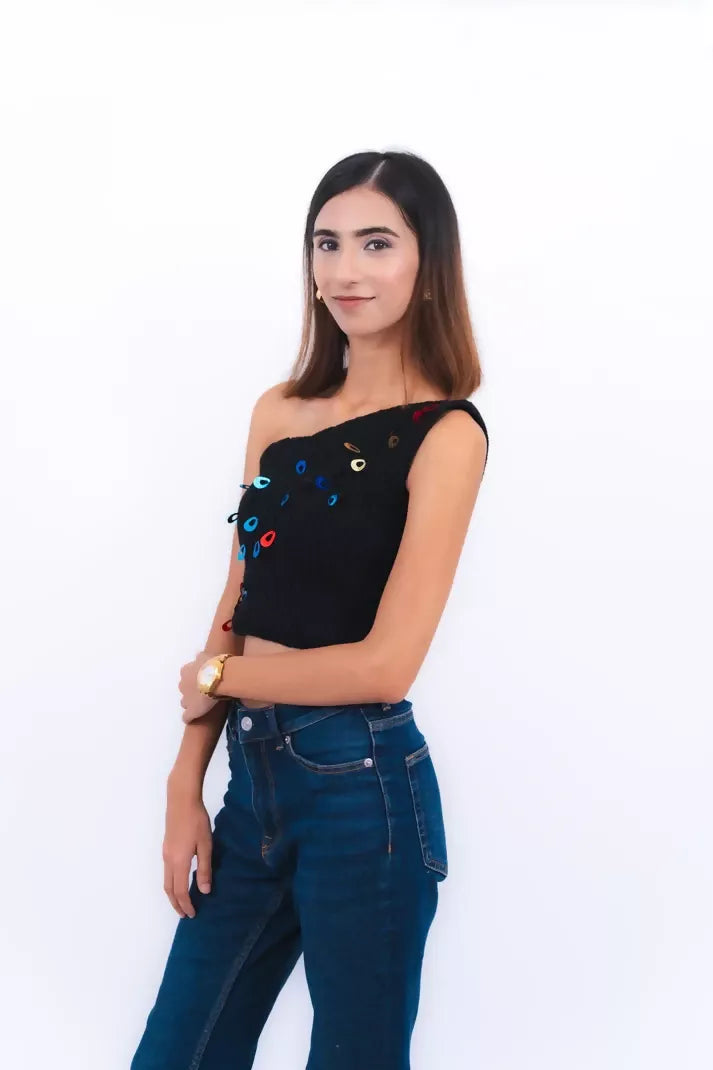 Scarlett Black One-Shoulder Top