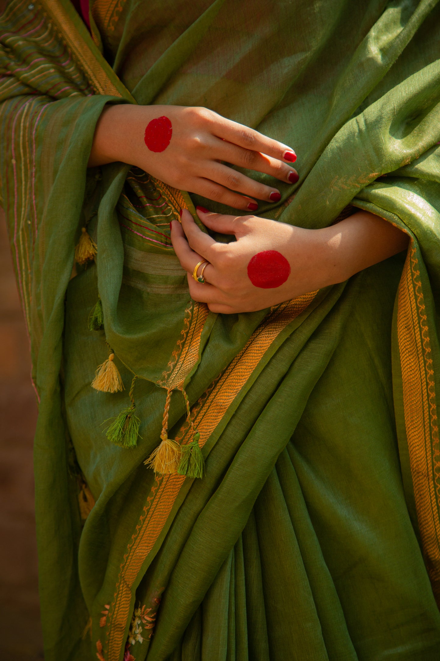 Green Sunehri Saree