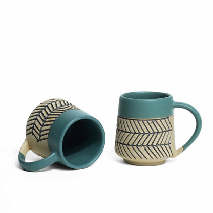 Earthy Matte Chevron Mug- Set of 2