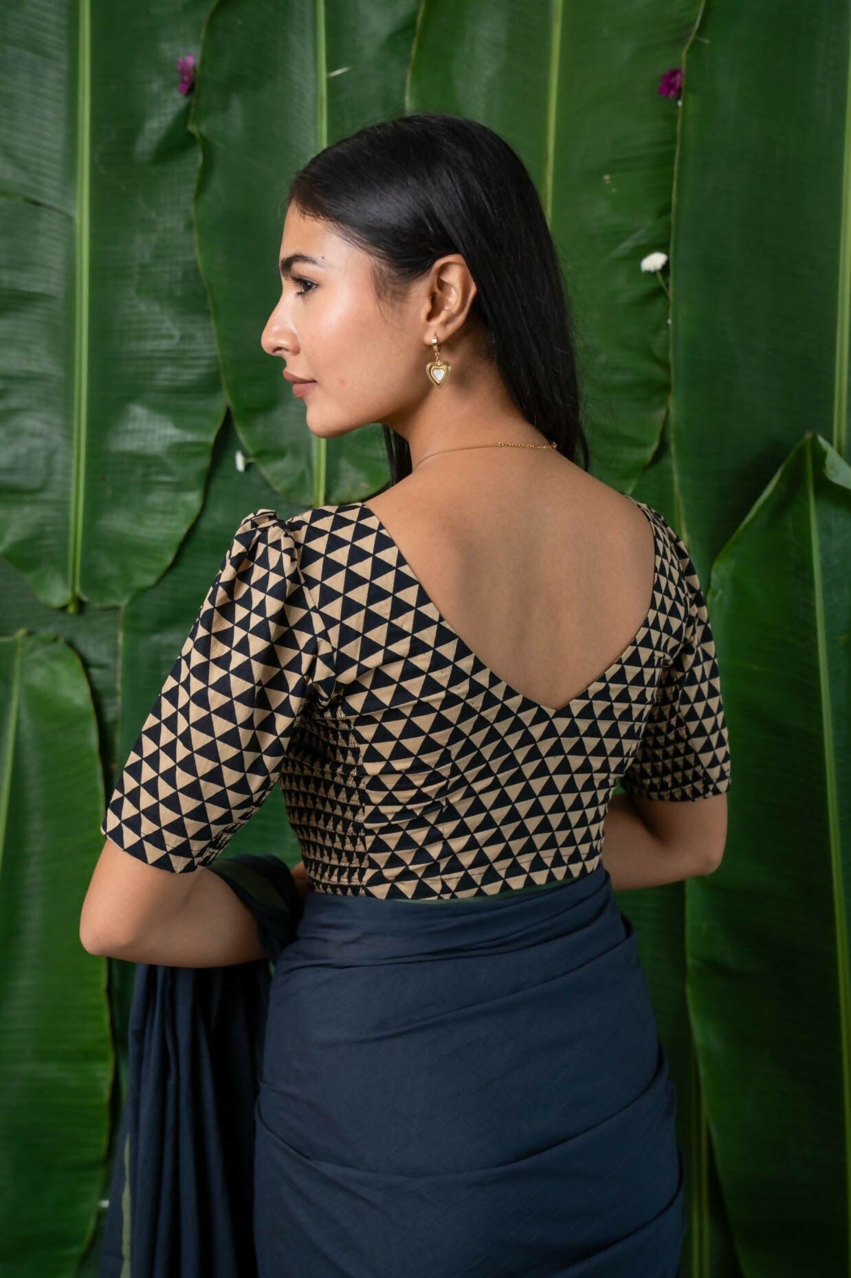 Samira CurveFit Stretchable Cotton Geometric Print Blouse