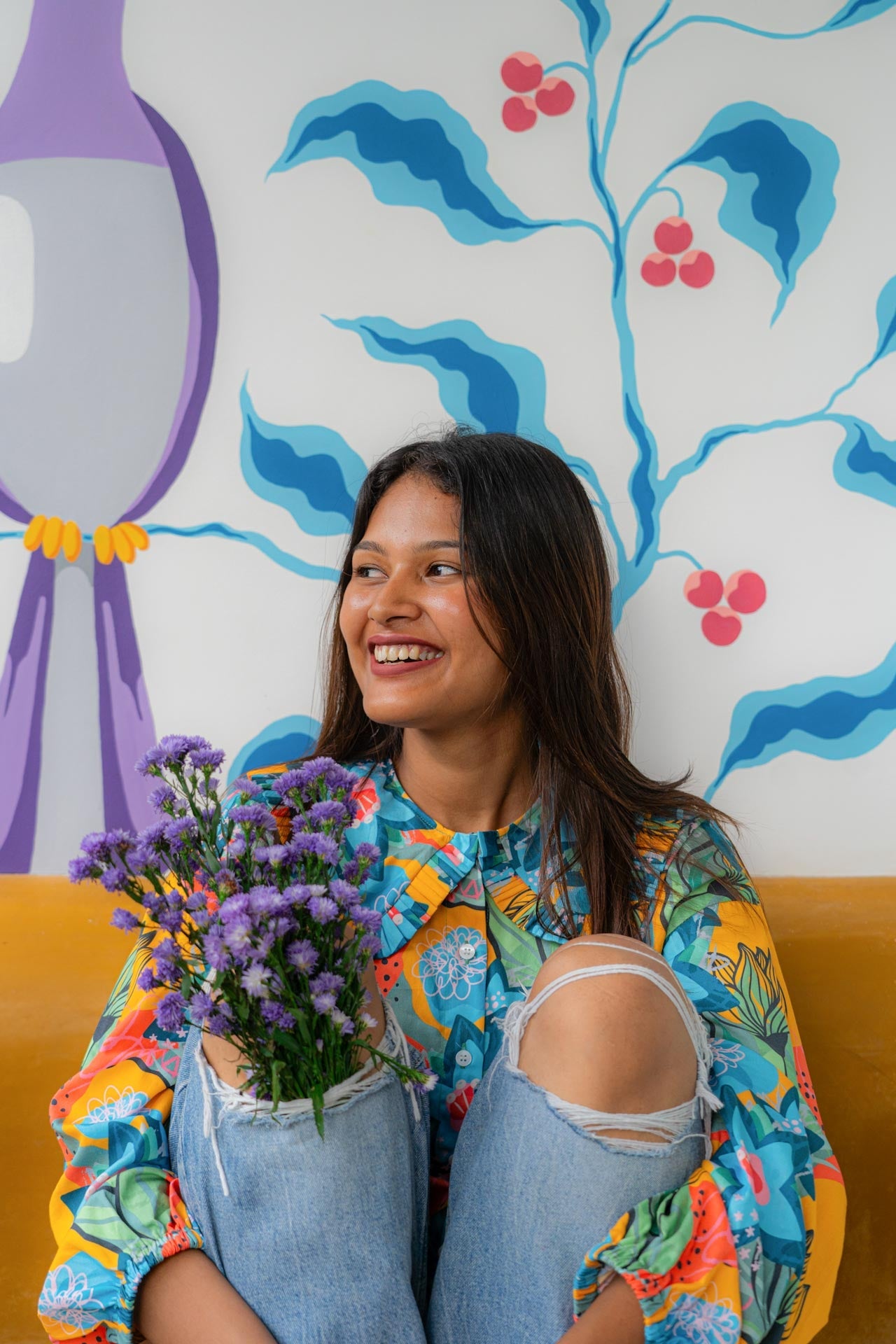 Picnic Date Blooming Love Cotton Collared Top