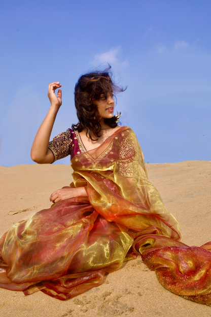 Sunkissed Hazel Organza Saree