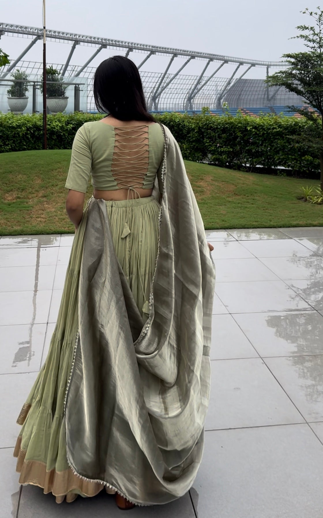 Green Mul Cotton Lehenga