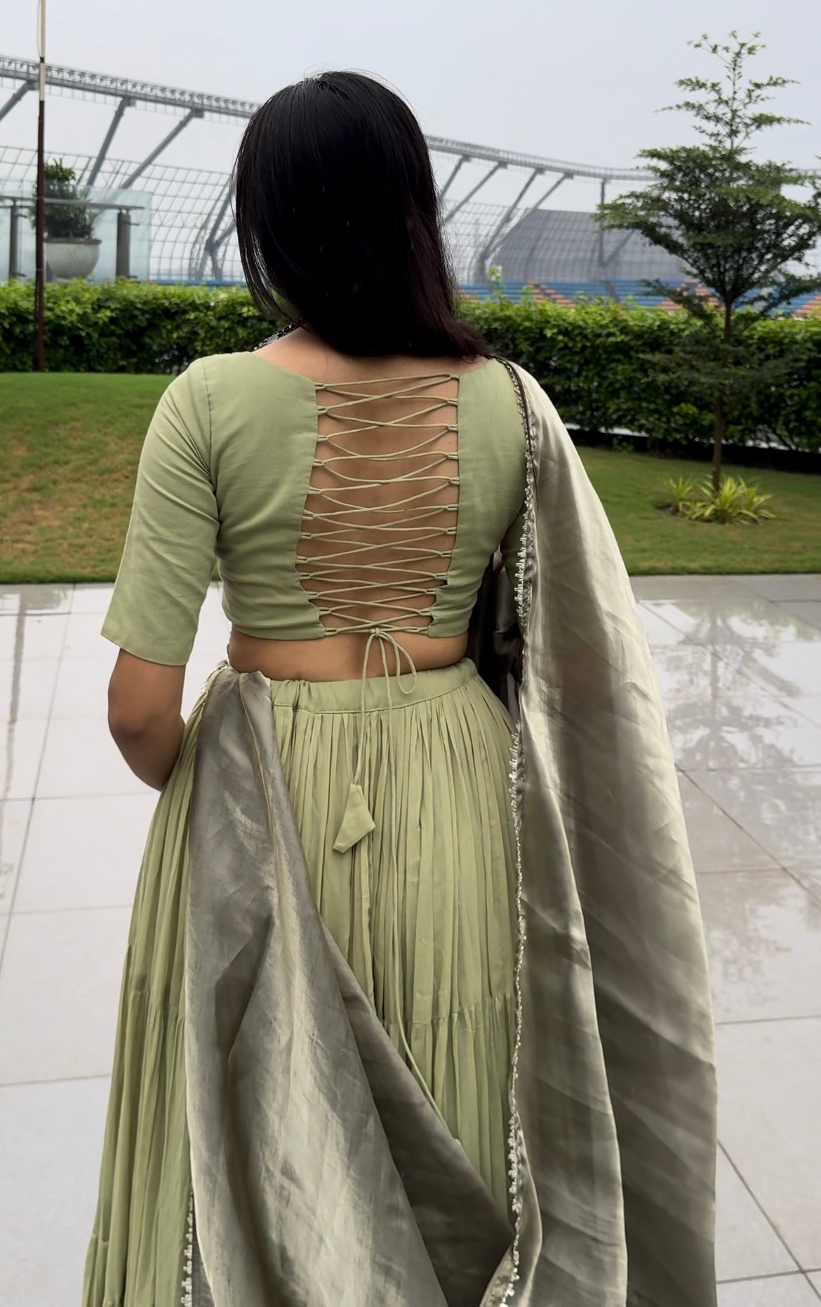 Green Mul Cotton Lehenga