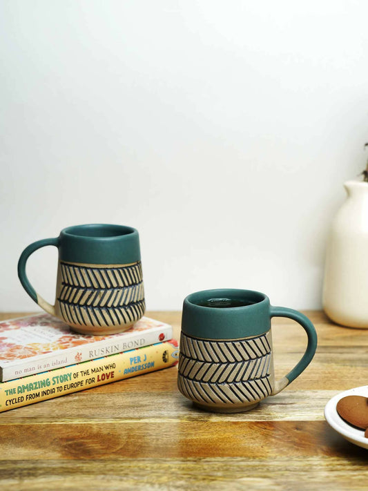 Earthy Matte Chevron Mug- Set of 2