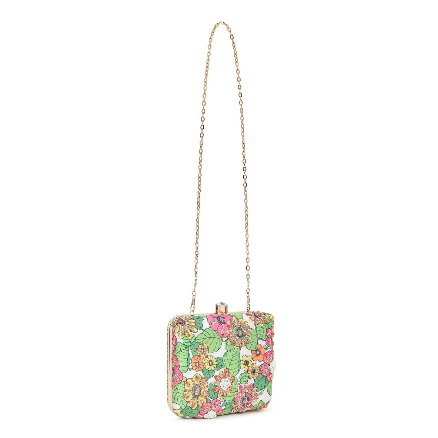 Enchanted Forest Embroidered Floral Clutch