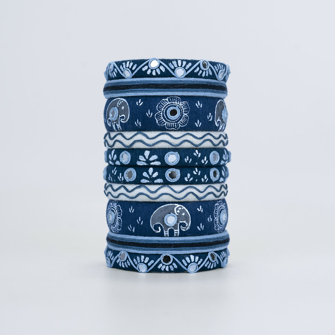 Brahmaputra White Embroidery Bangle Set