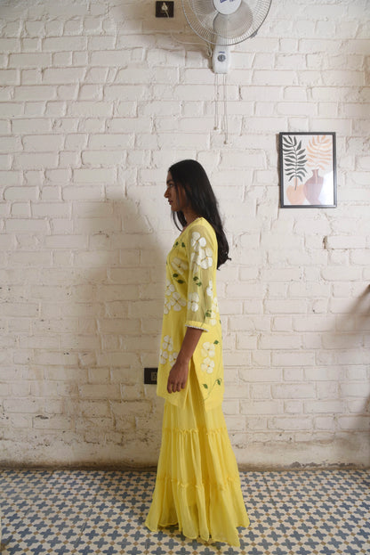 Dogwood Sharara Set in Yellow