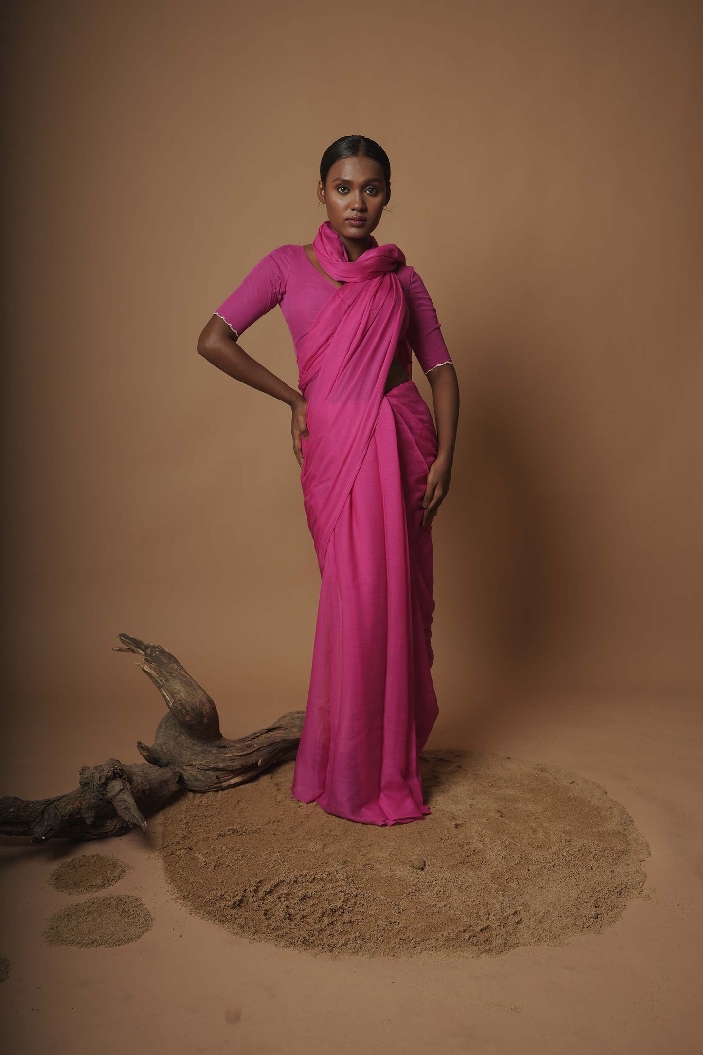 Twilight Enchantress Hot Pink Modal Saree