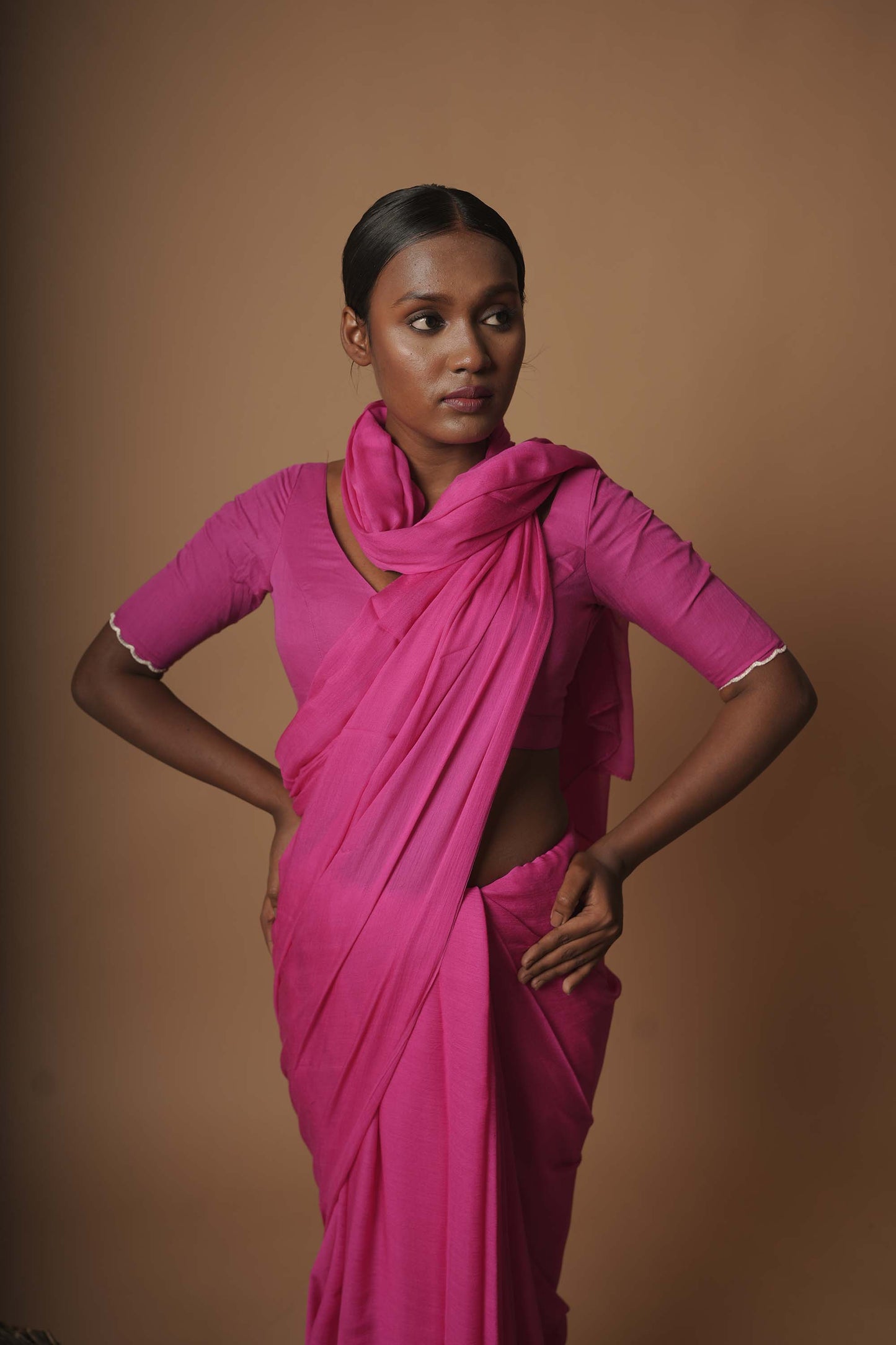 Twilight Enchantress Hot Pink Modal Saree