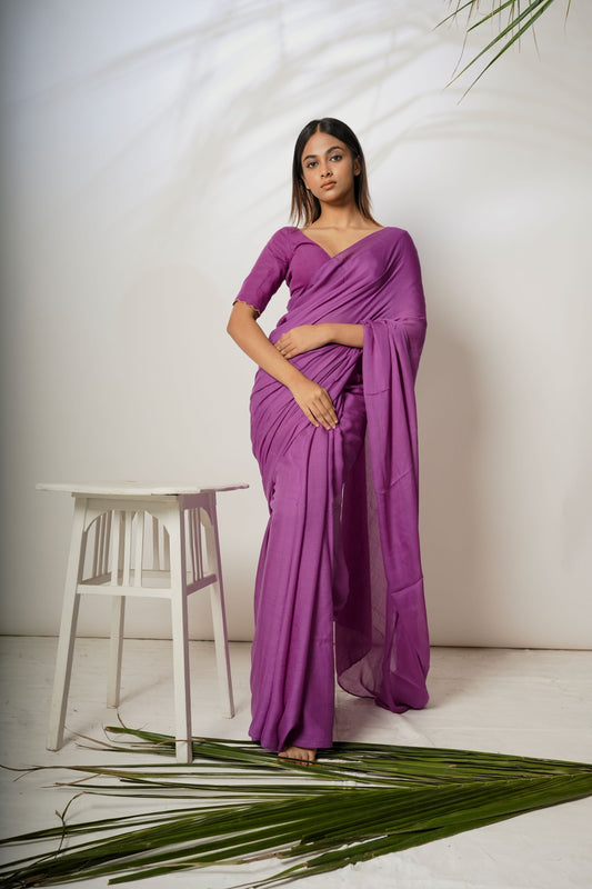 Lilac Labyrinth Dusty Lavender Modal Saree