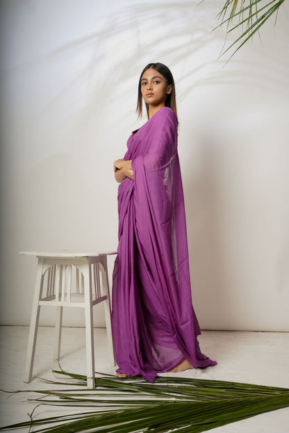 Lilac Labyrinth Dusty Lavender Modal Saree