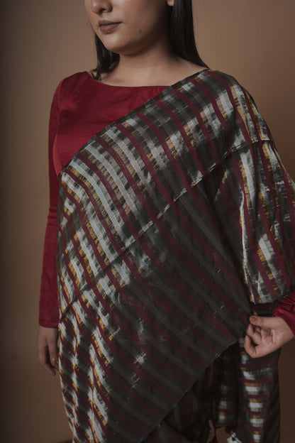 Raagini Maroon Handloom Cotton Saree