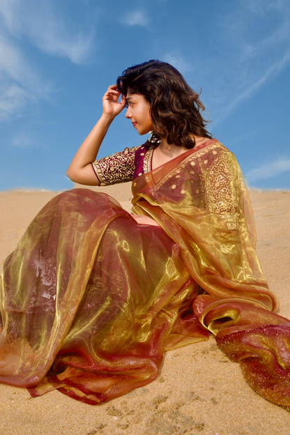 Sunkissed Hazel Organza Saree