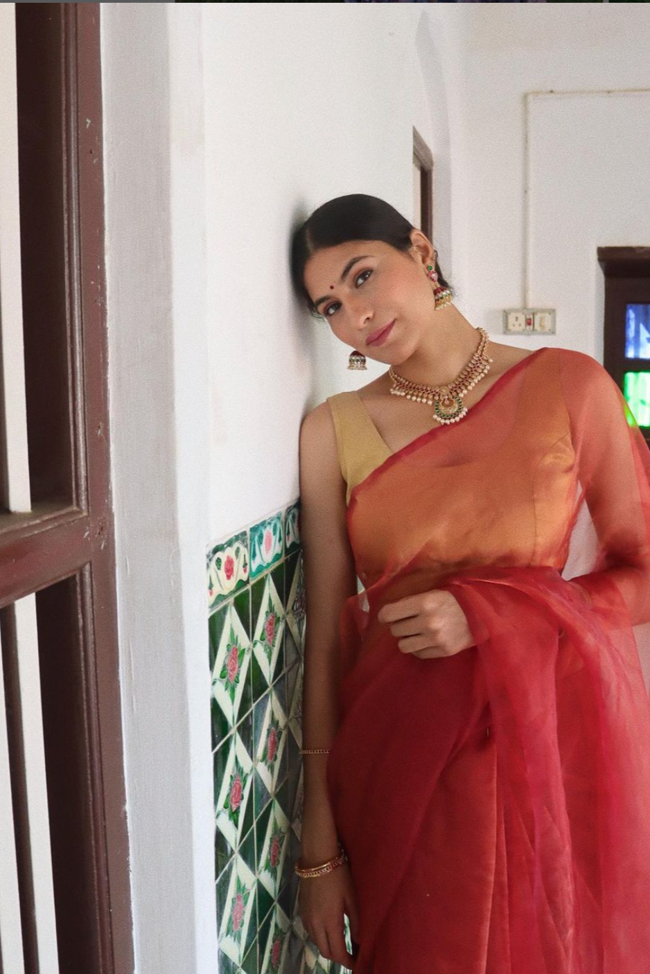 Honey Wine Semi Organza Saree