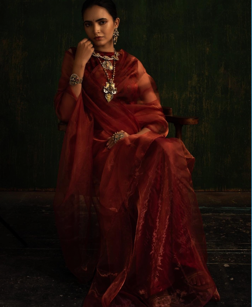 Honey Wine Semi Organza Saree