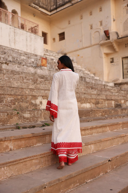 Oorja White & Red Pakistani Suit Set