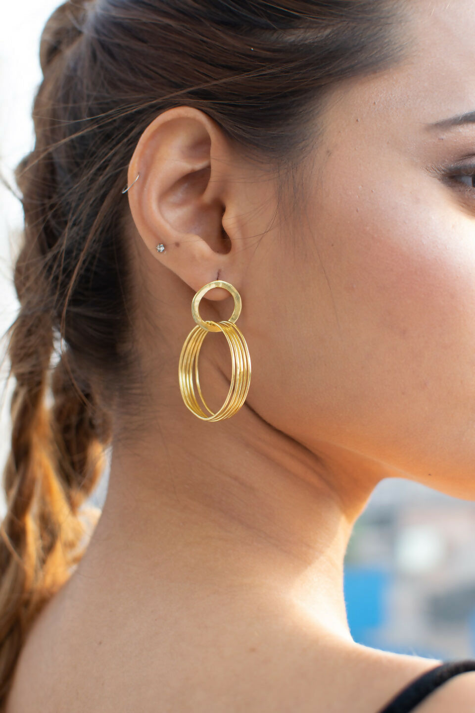 Hula Hoops Golden Earrings