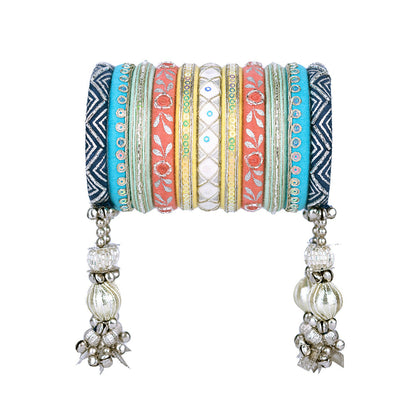 Vina Multicolor Bangle Set With Hangings