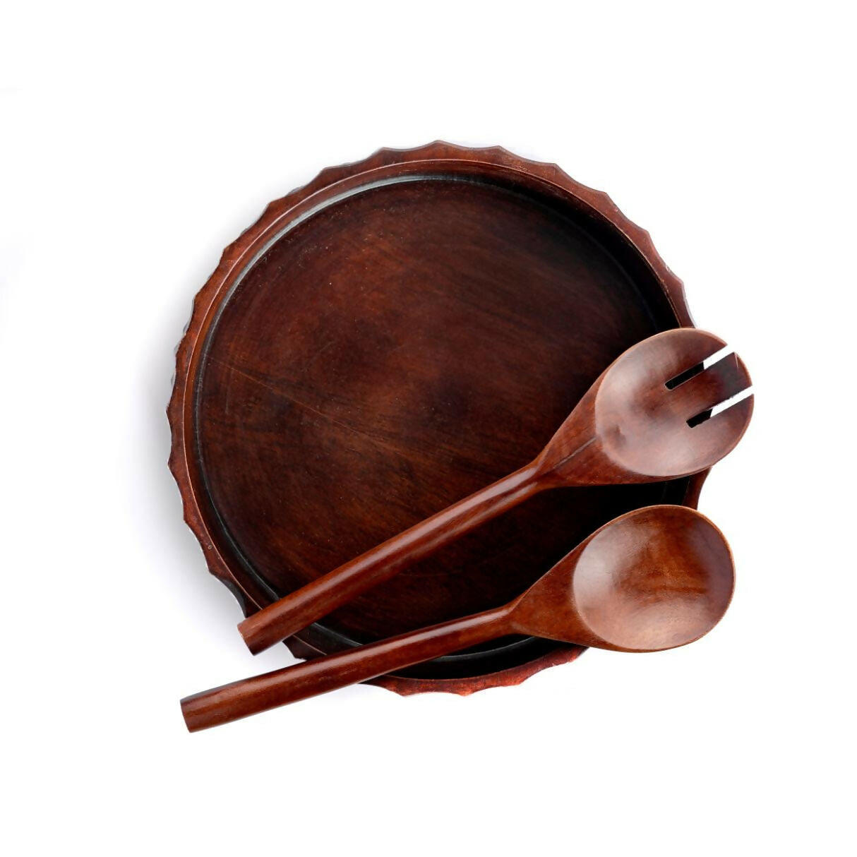 Salad Bowl + Server Set Wooden Honeycomb