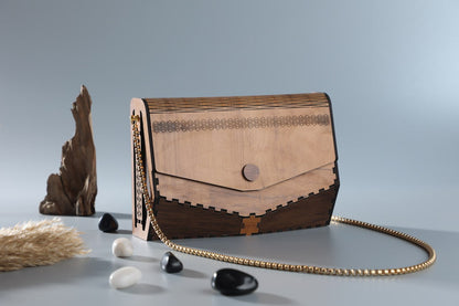 Aaina Dualtone Angular Handcrafted Wooden Sling Bag