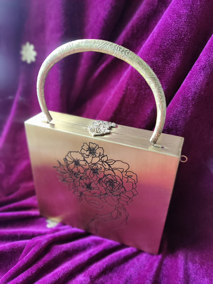 Aafreen Floral Lady Square Brass Bag