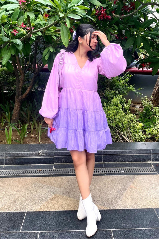 Ombré Tiered Dress in Lilac