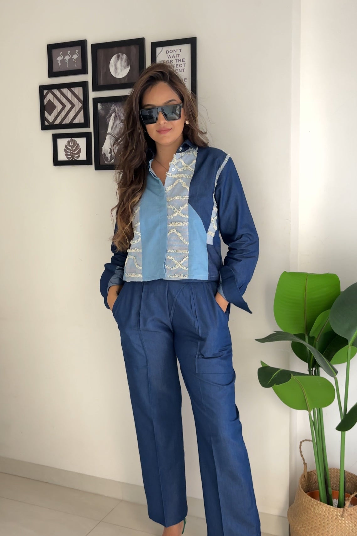 Denim Stripe Crop Coord Set