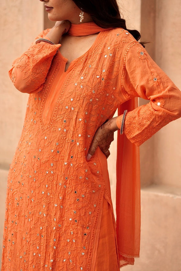 Inara Chikankari And Mirror Work Garara Set