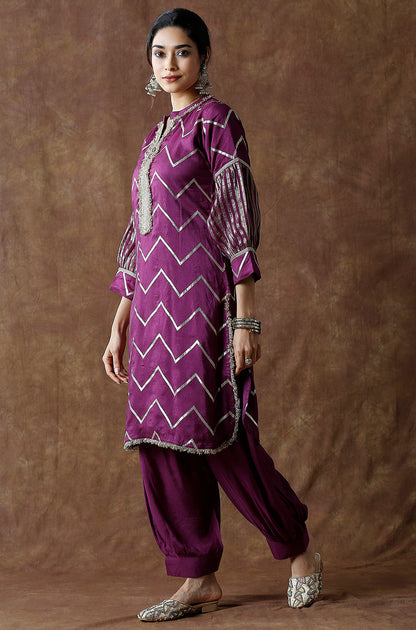 Chevron Pattern Kurta With Pathani Pant