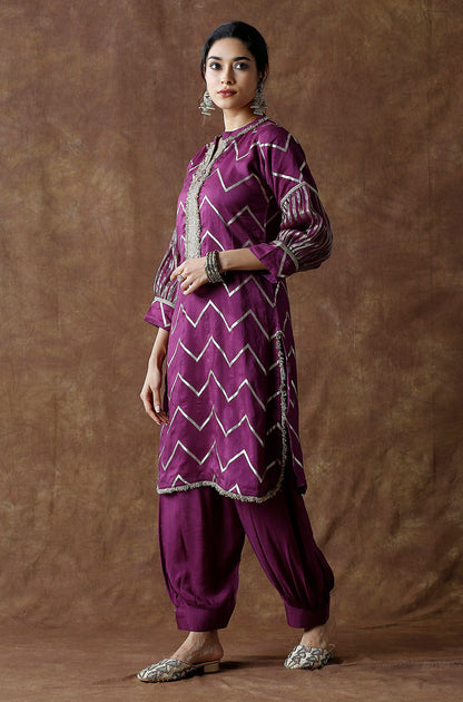 Chevron Pattern Kurta With Pathani Pant