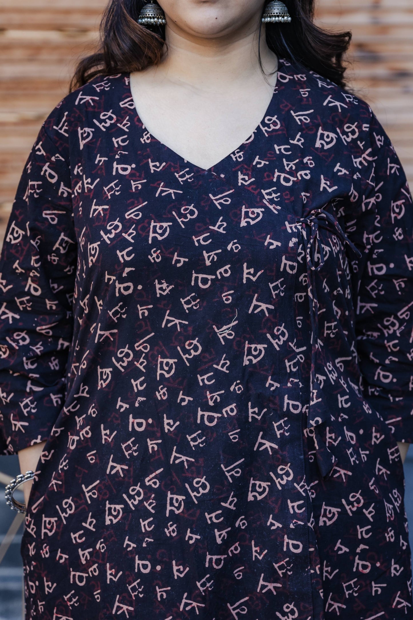 Drishti Ajrakh Handblock Angrakha Cotton Kurta