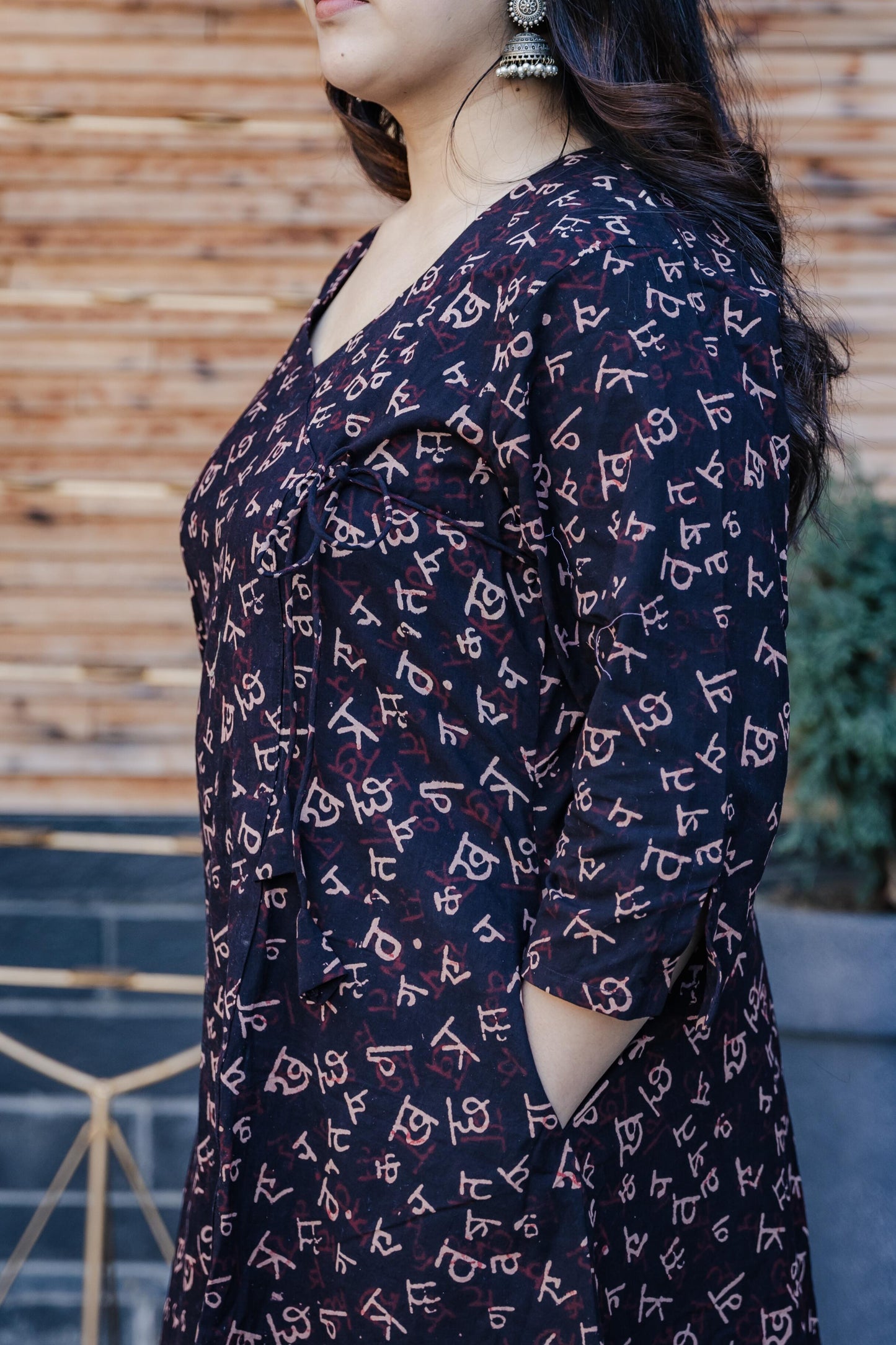 Drishti Ajrakh Handblock Angrakha Cotton Kurta